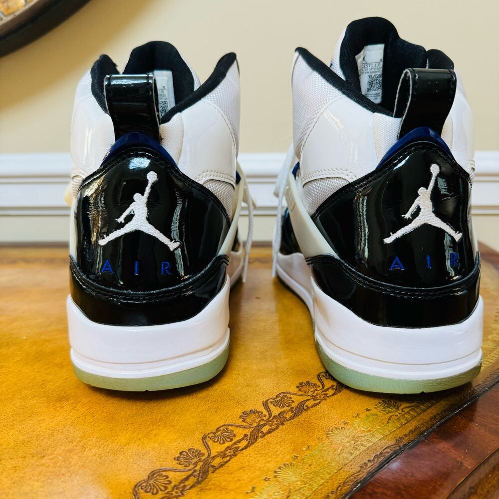 Jordan Flight 45 High Concord Mens DC2571-100 White Black Blue Sleek Size 9 - Picture 4 of 10
